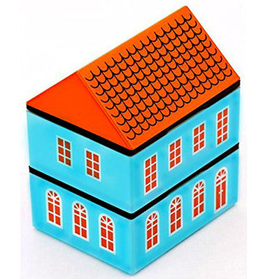 Bento Lunch Box House 2 Tier with cold GelPack and Strap