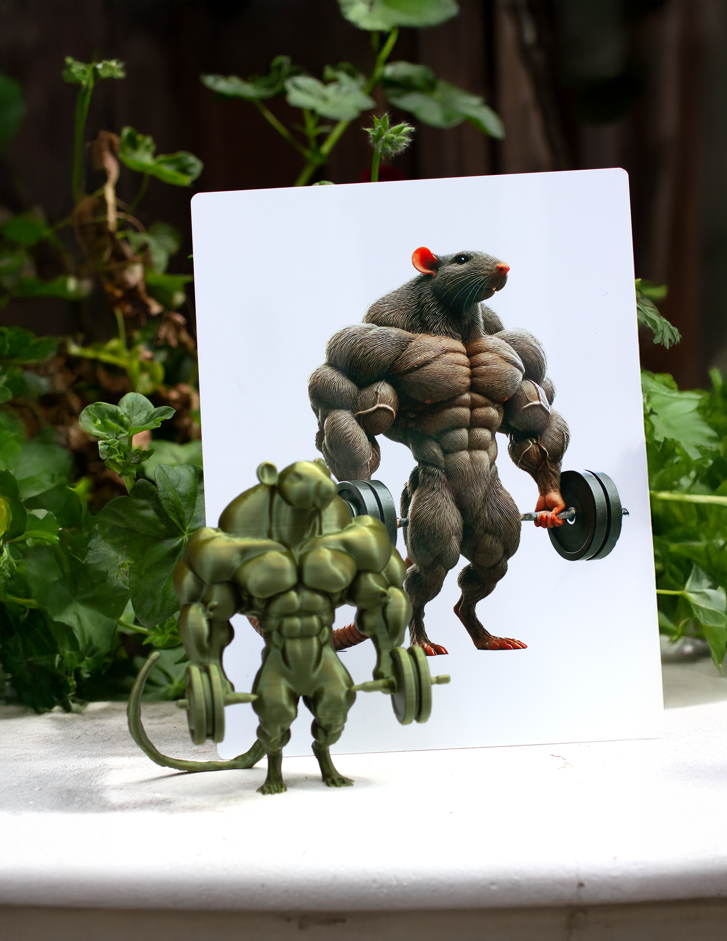 Weight Lifting Gym Rat Statue, Selfie-Ready Profile Picture, Workout Inspired Decor, Fitness Enthusiast Gift, Gym Art