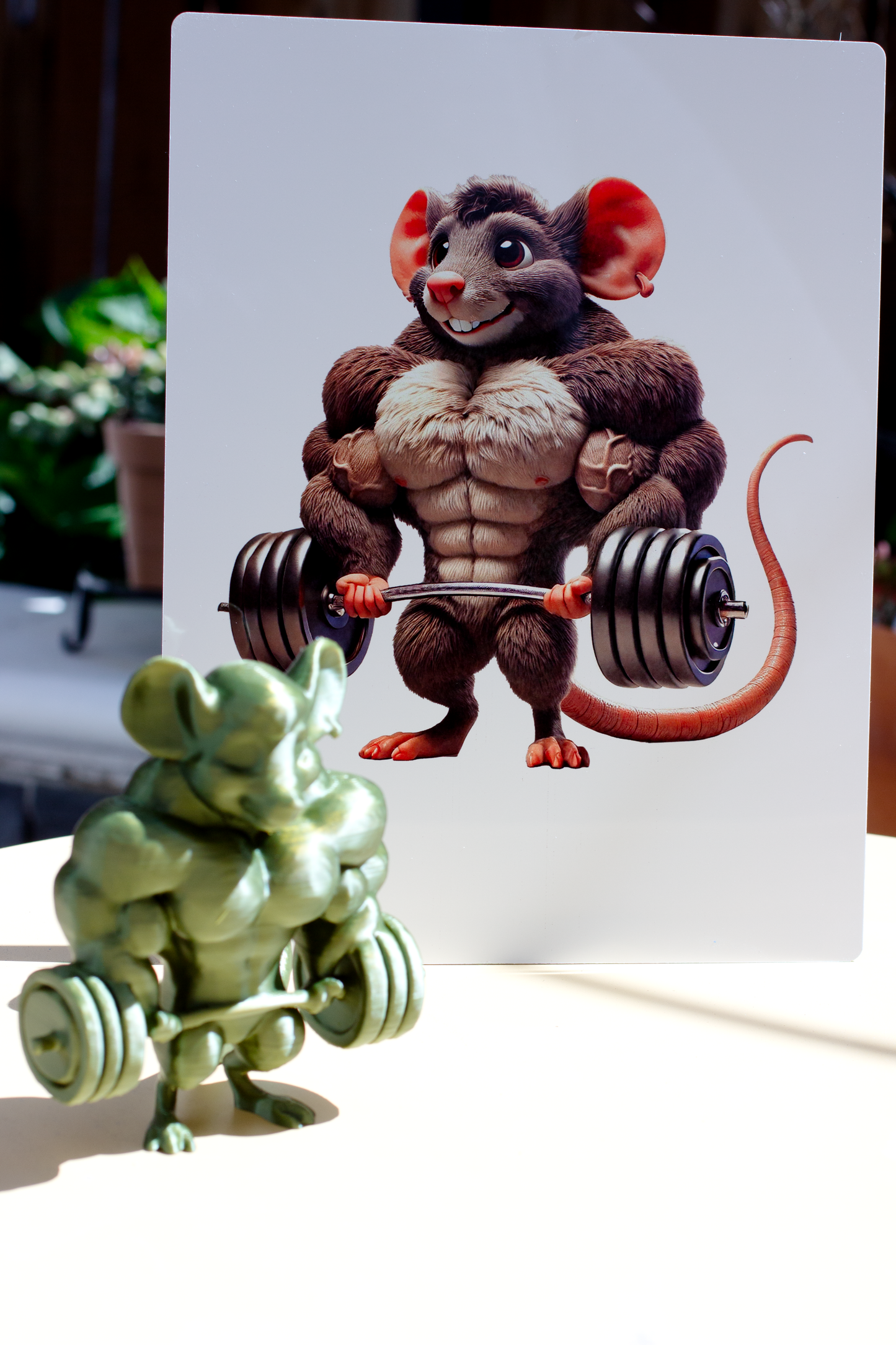 Weightlifting Gym Rat cute Statue, Selfie-Ready Profile Picture, Workout Inspired Decor, Fitness Enthusiast Gift, Gym Art