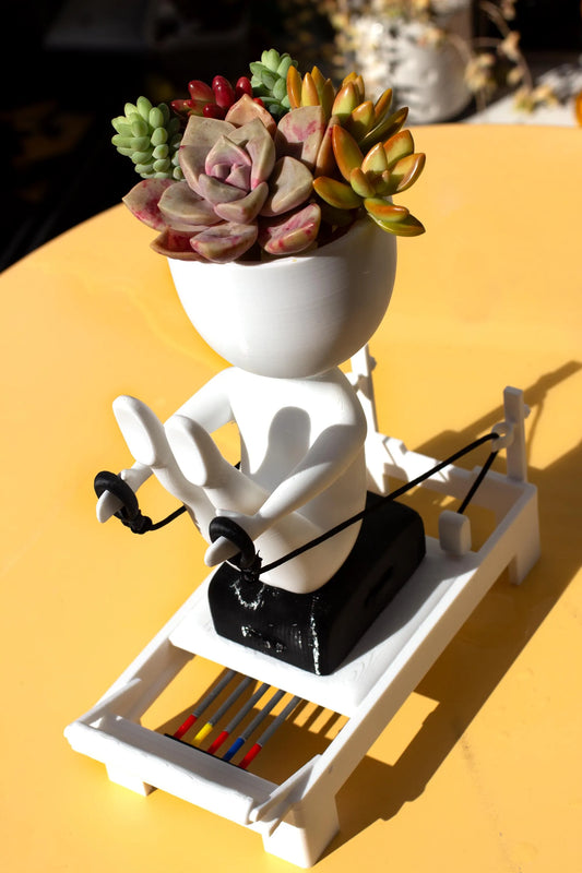 Pilates Reformer Modern Succulent Planter, Yoga Lover Gift, Unique Pilates Decor, Mini Plant Pot for Desk, Fun Pilates Instructor Gift