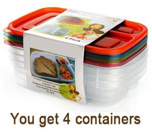 Easylunchboxes bento lunch box pack of 4