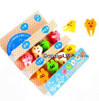 Japanese Bento Food Pick Cute Rabbit Frog Monkey Bear Pig 