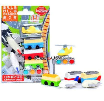 Cute Japanese Puzzle Eraser Set Collectible Vehicle