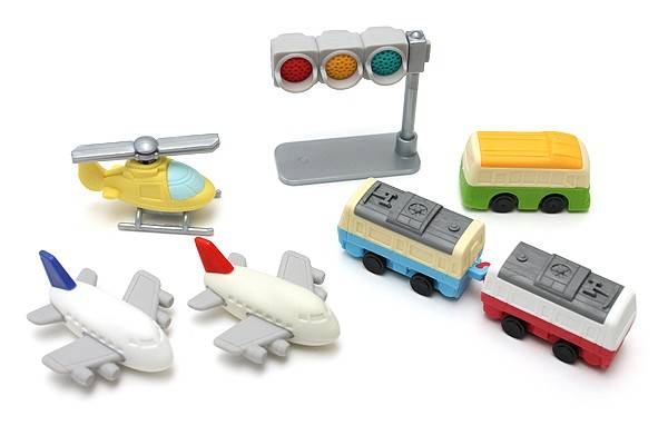 Cute Japanese Puzzle Eraser Set Collectible Vehicle