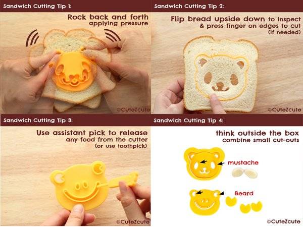 CuteZcute Bento Sandwich Cutter and Pastry Stamp Kit 