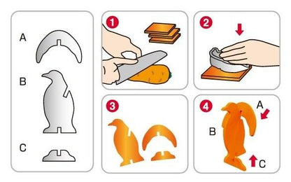 Japanese Bento Accessories Cookie Cutter Set 3D Penguin