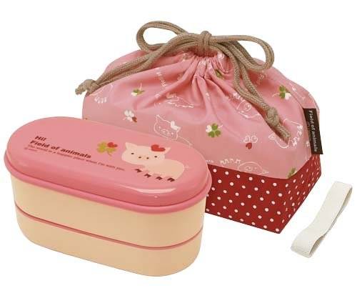 Japanese Bento Lunch Box Set Pink Pig