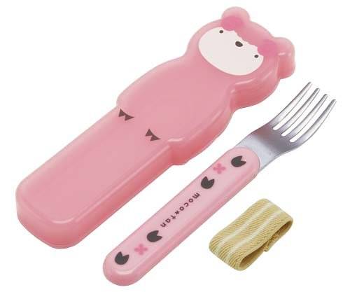 Japanese Bento Fork with Case and Strap Pink