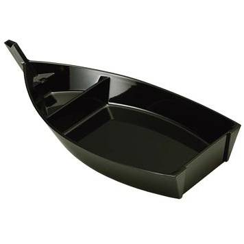 Japanese Plastic Lacquer Sushi Boat Black 11 inches