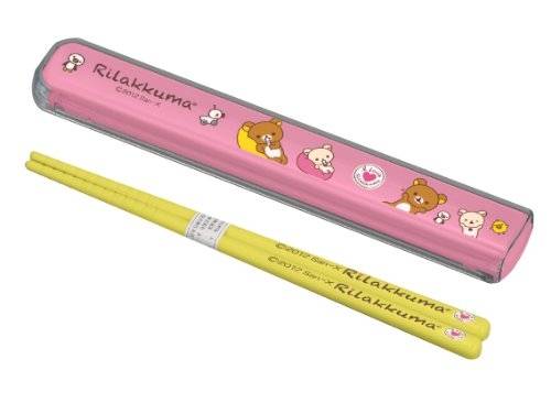 Rilakkuma Chopstick and Case Pink And Yellow