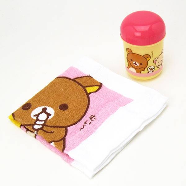 Portable Bento Oshibori Hand Towel Set with Rilakkuma