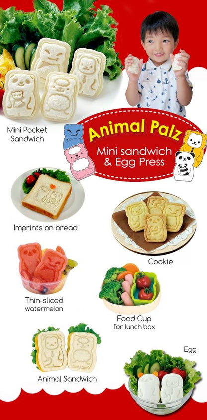 CuteZcute Mini Pocket Sandwich Maker and Egg Mold Kit - Animal Palz