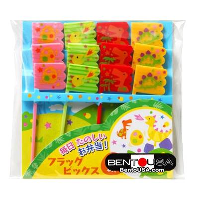 Japanese Bento Cute Food Pick Dinosaur Dino Flag 12P