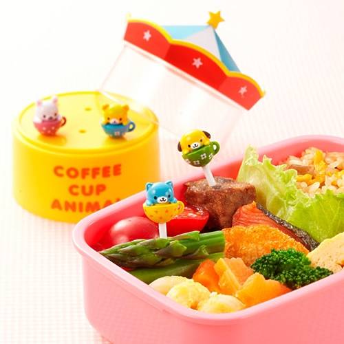 Japanese Bento Animal Cup Food Pick with Circus Tent Case