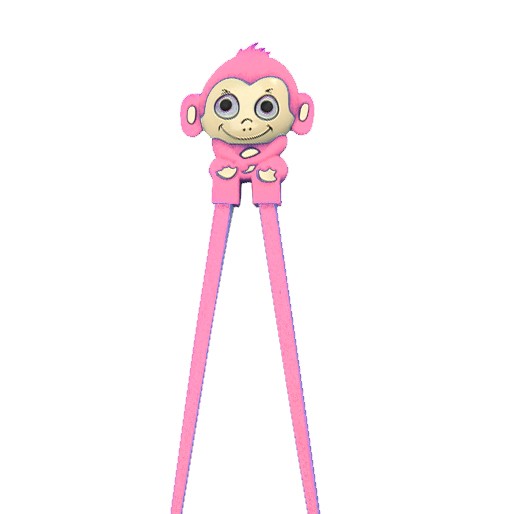 Japanese Assisted Training Chopsticks Silicone Monkey Pink