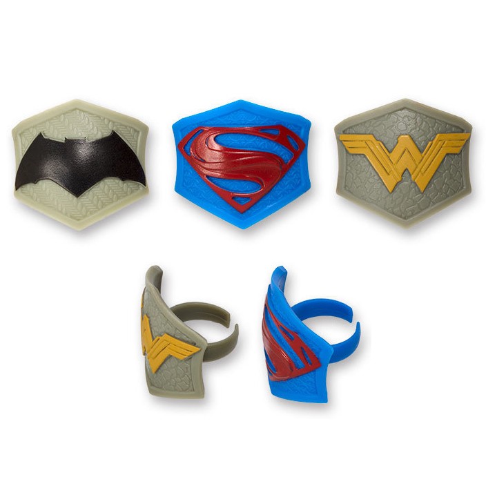 Food Decorating Party Ring Topper Batman Superman Wonder Woman