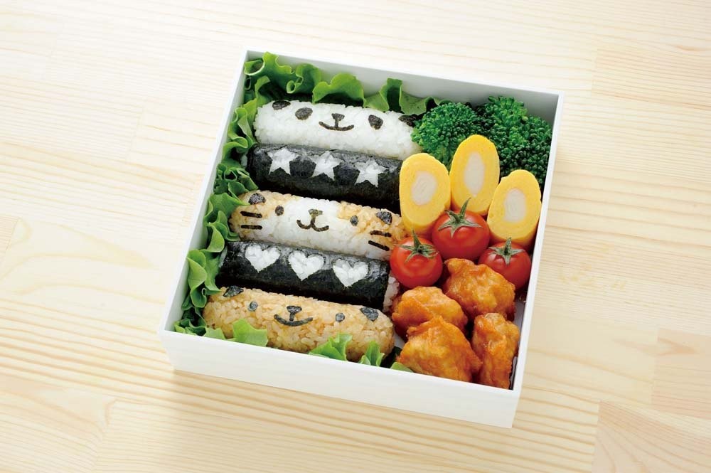 Long Rice Ball Mold and Animal Cheese Cutter Set with Case