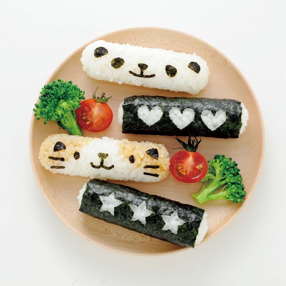 Long Rice Ball Mold and Animal Cheese Cutter Set with Case