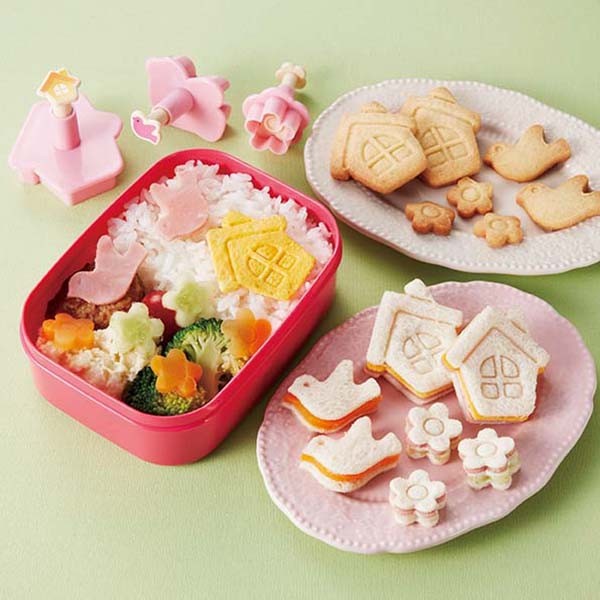 Japanese Bento Accessories Sandwich Cutter Car Ship Plane TrainJapanese Bento Sandwich Cutter Stamp Set House Bird Flower