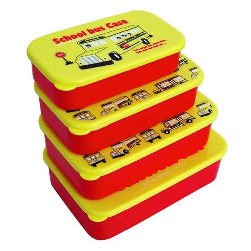 Microwavable Bento Box Lunch Box 4 Nesting Container School Bus