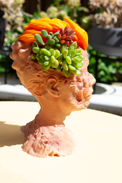 Rocker Zombi Succulent Planter Creepy Zombie Pot for Cactus Two Head Sections Gothic Decor